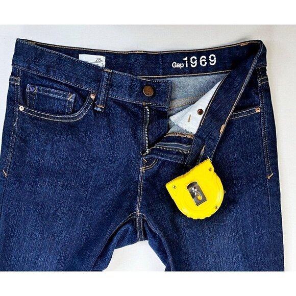 Gap 1969 28X28 Womens Real Straight Dark Wash Blue Denim 5 Pocket Jeans Size 28S - Picture 10 of 12
